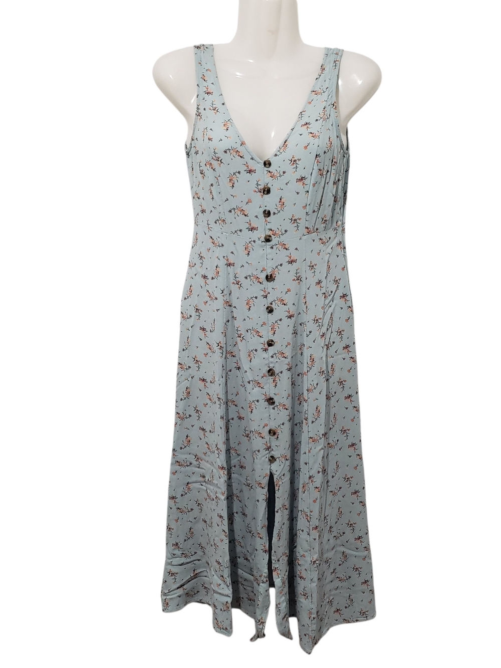 AMERICAN EAGLE Mint Green-Blue Floral Sleeveless Dress | XXS